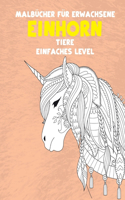 Malbücher für Erwachsene - Einfaches Level - Tiere - Einhorn