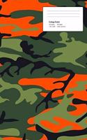 Composition Notebook: Green and Orange Camouflage College Ruled Notebook