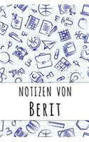 Notizen von Berit: Kariertes Notizbuch mit 5x5 Karomuster für deinen personalisierten Vornamen