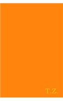 T.Z.: Gold On Dark Orange Fashion Color Monogram Personalized Notebook With Two Initials. Matte Soft Cover Professional Style with120 Blank Lined Pages