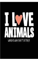 I Love Animals Which Is Why I Don't Eat Them: Lined Notebook Journal To Write In