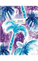 Journal - Watercolor Palm Trees Notebook: Blue Purple, Palms in Snow, 8.5 X 11, Softcover