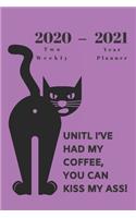 2020 & 2021 Two Year Weekly Planner - Appointment Book Gift - Two-Year Agenda Notebook For Black Cat Owner: Funny Cat Quote: Kiss My Ass - Month Calendar: 2 Years of Monthly Plans - Pink Daily Reminder Logbook - Day Log For Personal Goals, Schedule