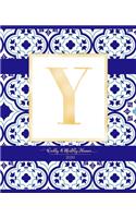 Weekly & Monthly Planner 2020 Y: Morocco Blue Moroccan Tiles Pattern Gold Monogram Letter Y (7.5 x 9.25 in) Horizontal at a glance Personalized Planner for Women Moms Girls and Scho