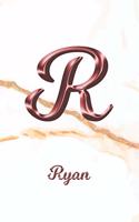 Ryan: Sketchbook - Blank Imaginative Sketch Book Paper - Letter R Rose Gold White Marble Pink Effect Cover - Teach & Practice Drawing for Experienced & As