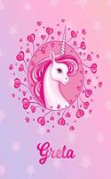 Greta: Unicorn Large Blank Primary Handwriting Learn to Write Practice Paper for Girls - Pink Purple Magical Horse Personalized Letter G Initial Custom Fir