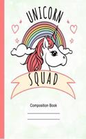 Unicorn Squad Rainbow Composition Notebook: Graph Journal for Math School Teachers Students, 5x5 Rule Graph Paper, 200 Pages (7.44" X 9.69")