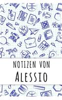 Notizen von Alessio: Kariertes Notizbuch mit 5x5 Karomuster für deinen personalisierten Vornamen
