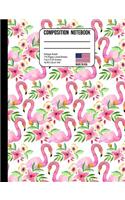 Composition Notebook College Ruled: Watercolor Pink Tropical Flamingo Back to School Composition Book for Teachers, Students, Kids and Teens