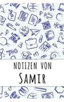 Notizen von Samir: Kariertes Notizbuch mit 5x5 Karomuster für deinen personalisierten Vornamen