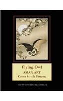 Flying Owl: Asian Art Cross Stitch Pattern
