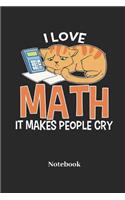 I Love Math It Makes People Cry Notebook: Dot Grid Notebook For Tabby Cat I Kittens I Feline I Kitty Cats I Pet I Catkins I Kitten Fans - Diary I Journal I Sketchbook Gift