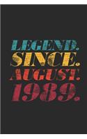 Legend Since August 1989: Dotted Bullet Journal (6 X 9 -120 Pages) for 30th Birthday Gift Idea for Women and Men