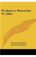 De Quincey Memorials V2 (1891): (English)