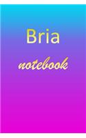 Bria: Blank Notebook - Wide Ruled Lined Paper Notepad - Writing Pad Practice Journal - Custom Personalized First Name Initial B Blue Purple Gold - Taking 