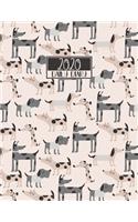 2020 Daily Diary: A4 Day on a Page to View Full DO1P Planner Lined Writing Journal - Neutral Grey & Tan Cute Dogs Pattern