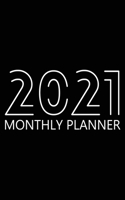2021 Monthly Planner: 12 Month Agenda for Men with Black Paper, Monthly Organizer Book for Activities and Appointments, 1 Year Calendar Notebook for Gel Pens, 6" x 9", 70