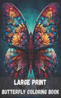 Large print butterfly coloring book for adults, 40 pages