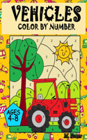 VEHICLES Colour by Number: Coloring Book for Kids Ages 4-8: Cars, Trucks, Planes and more