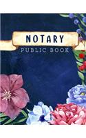 Notary Public Book: Notary Public Official Records Journal Log Book, 110 pages 8.5" X 11" Blue Matte Floral Pattern Cover