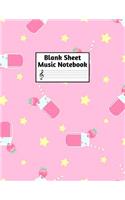 Blank Sheet Music Notebook: Easy Blank Staff Manuscript Book Large 8.5 X 11 Inches Musician Paper Wide 12 Staves Per Page for Piano, Flute, Violin, Guitar, Trumpet, Drums, Cell