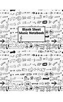 Blank Sheet Music Notebook: Easy Blank Staff Manuscript Book Large 8.5 X 11 Inches Musician Paper Wide 12 Staves Per Page for Piano, Flute, Violin, Guitar, Trumpet, Drums, Cell