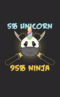 5% Unicorn 95% ninja: 6x9 Panda - grid - squared paper - notebook - notes