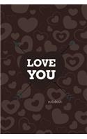 Love You Notebook, Blank Write-in Journal, Dotted Lines, Wide Ruled, Medium (A5) 6 x 9 In (Brown)