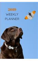 2019 Weekly Planner: Cute Chocolate Lab Dog Themed Agenda for November 2018 to April 2021 with Space for Goals to Gain and Work to Maintain Each Day