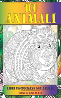 Libri da colorare per adulti - Fiori e Animali - 100 Animali