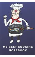 My Best Cooking Notebook: Sketchbook for Cooking Kids with Animal Cat, Perfect for Learning Writing, Drawing, Painting . 110 Blank Pages Notebook