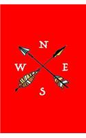 N E S W: Dot Grid Journal - North East South West Black Camping Hiking Hiker Hunter Gift - Red Dotted Diary, Planner, Gratitude, Writing, Travel, Goal, Bulle