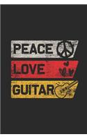 Peace Love Guitar: Graph Paper Journal (6 X 9 - 120 Pages/ 5 Squares per inch) - Music Instrument Gift For Guitarist