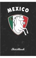 Sketchbook: Mexico Unicorn Sketch Book Paper - Drawing Pad for Artists & Illustrators - Mexican Country Soccer Ball Black Marble Cover - Perfect Workbook for Ki