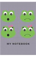 My Notebook: 110 Blank Pages Animal Frog School Preschool Notebook, Sketchbook Perfect as Kids Diary and for Drawing Writing Painting Doodling