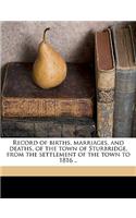 Record of Births, Marriages, and Deaths, of the Town of Sturbridge, from the Settlement of the Town to 1816 ..