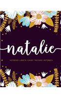 Natalie: Notebook - Libreta - Cahier - Taccuino - Notizbuch: 110 pages paginas seiten pagine: Modern Florals First Name Notebook in Light Pink, Baby Blue & M