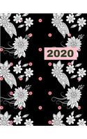 2020: Black And White Floral Weekly Planner Includes A Vision Board Page