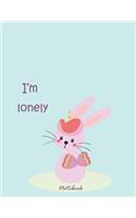 I'm lonely notebook: Rabbit on blue cover and Lined pages, Extra large (8.5 x 11) inches, 110 pages, White paper