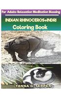 INDIAN RHINOCEROS+INDRI Coloring book for Adults Relaxation Meditation