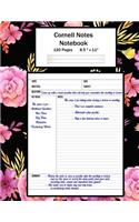 Cornell Notes Notebook: Note Taking System, For Students, Writers, Meetings, Lectures Large Size 8.5 x 11 (21.59 x 27.94 cm), Durable Matte Fall Floral Design Cover, 120 Pa