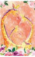 Journal Notebook For Animal Lovers Giraffes In Flowers