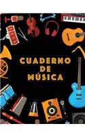 Cuaderno De Musica: Músicos Composición Libro Instrumento Manuscrito Personal Papel Piano Guitarra Estándar 13 Bastón Cuaderno grande / Diario Regalo para principiantes