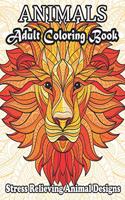 ANIMALS Adult Coloring Book Stress Relieving Animal Designs