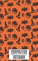 Composition Notebook: Cute Halloween Themed Pattern I Wide Ruled Journal I 8.5 x 11 I 100 Pages I Back to School Gift Idea I Halloween Gift for College & High School I Fo