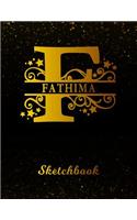 Fathima Sketchbook: Letter F Personalized First Name Personal Drawing Sketch Book for Artists & Illustrators Black Gold Space Glittery Effect Cover Scrapbook Notepad & 