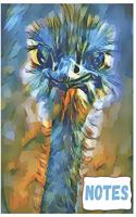 Notes: Cute Ostrich Composition Notebook/Journal for Adult/Children to Writing (8x10 Inch.) College Ruled Lined Paper 120 Blank Pages (BLUE&ORANGE&WHITE Pa