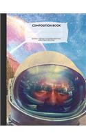 Space Astronauts and Pyramids Composition Notebook, Unruled Blank Sketch Paper: 100 Sheets / 200 Pages, 9-3/4" X 7-1/2"