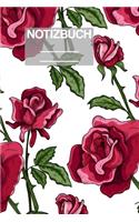 Notizbuch A5 Muster Zeichnung Rosen Rose Rot Dorn Pflanze Flower