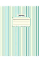 Notebook: Teal Striped - Large Size Notebook with College Ruled Lines in a Soft Cover Paperback